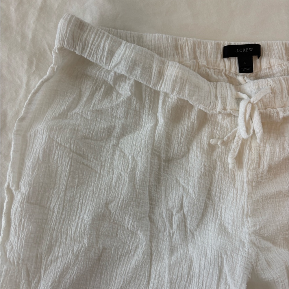 Lightweight White Drawstring Wide-Leg Pants - Picture 9 of 10